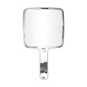 Water Wave Pattern Cosmetic Mirror for Business Travel Silver Tone Medium